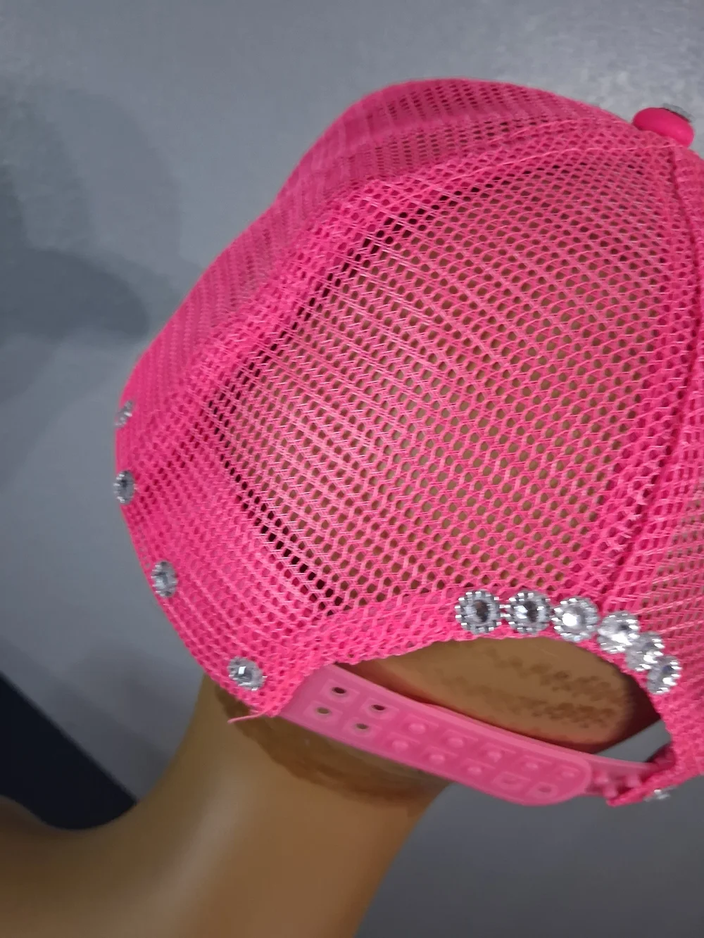 Hand Crafted Fierce Embellished Trucker Hat - Hot Pink & White